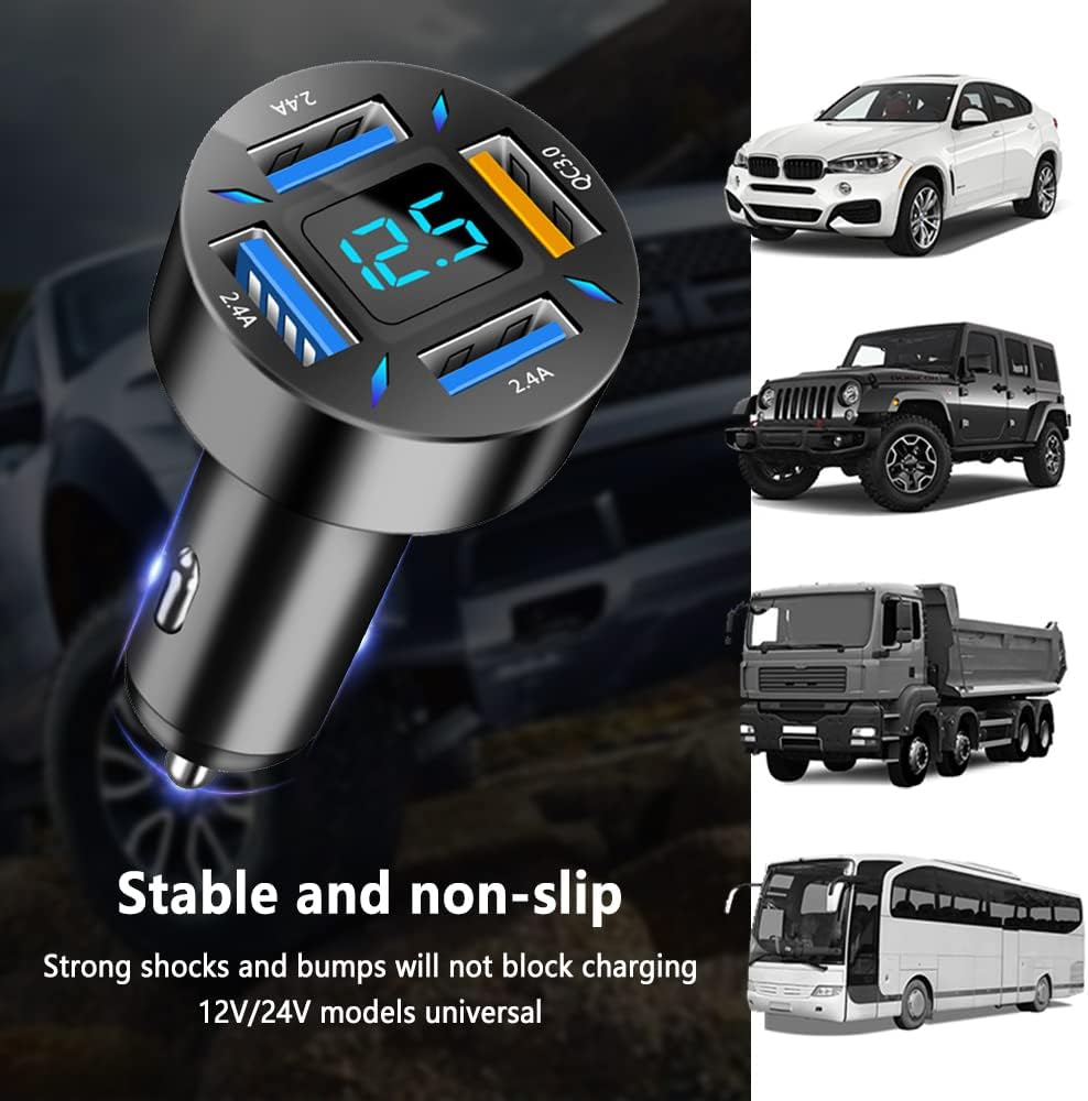 Billaddare 66W Super Snabbladdning med USB PD &amp; QC 3.0 – Universal för cigarettändare 12-24V