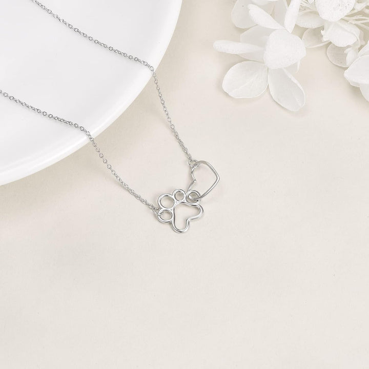 Tassavtryck Halsband i sterlingsilver – Hänge med hjärtkristall