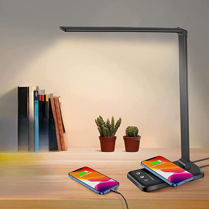 Justerbar modern LED-skrivbordslampa med USB-laddningsport - BrightEase