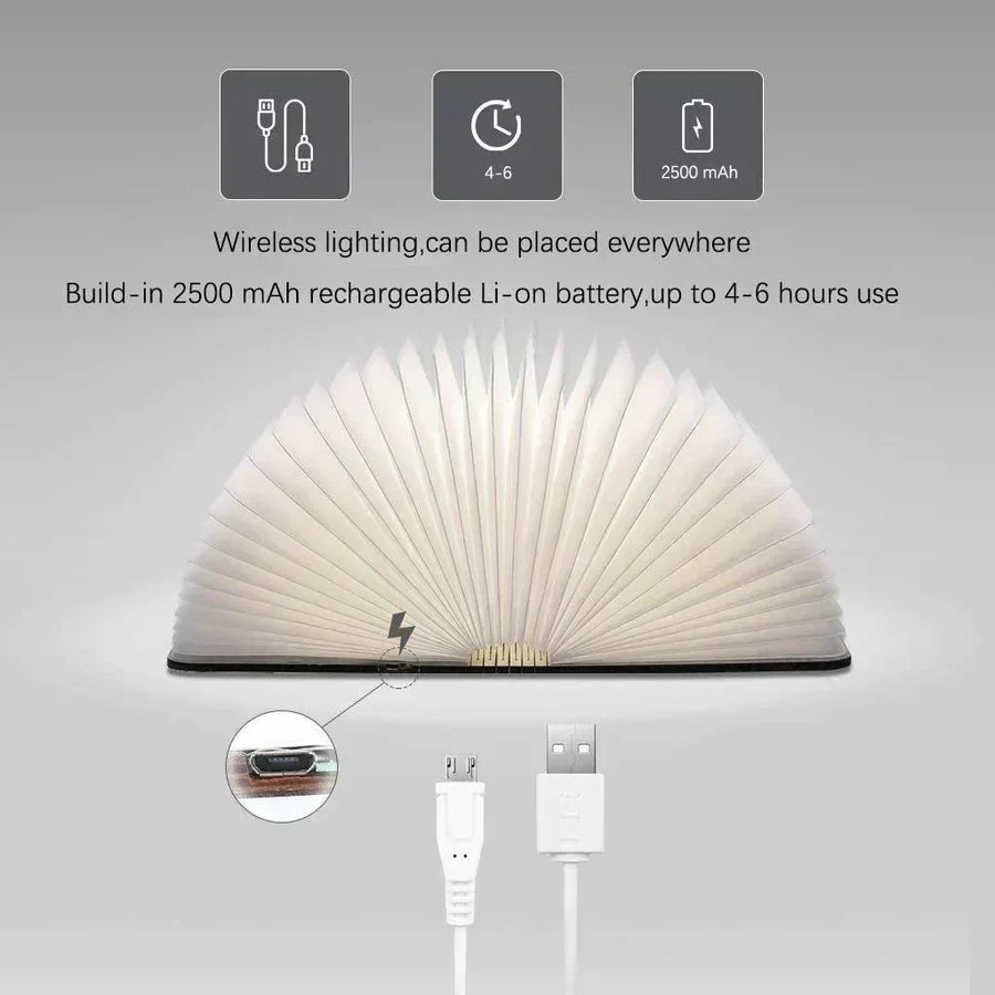 Vikbar Boklampa med Varmt LED-ljus - StoryGlow