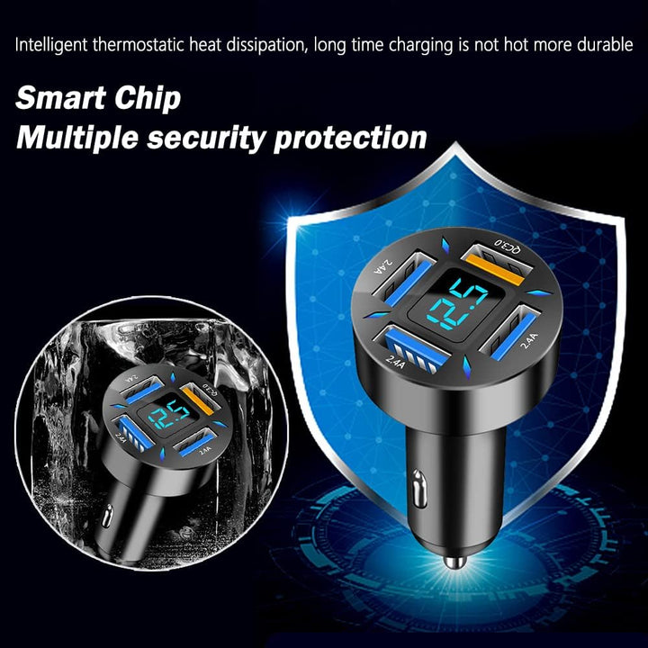 Billaddare 66W Super Snabbladdning med USB PD &amp; QC 3.0 – Universal för cigarettändare 12-24V