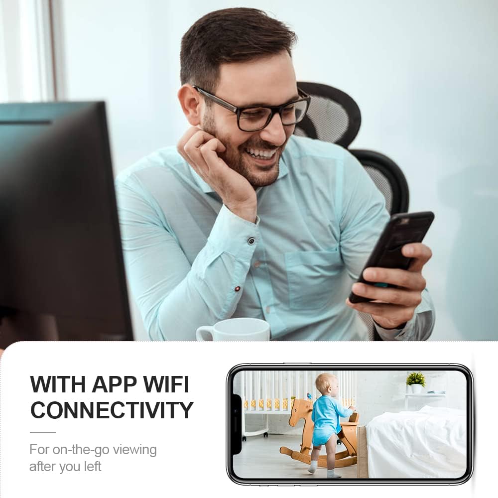 Minibevakningskamera 4K med Wi-Fi, dold inomhuskamera och mörkerseende