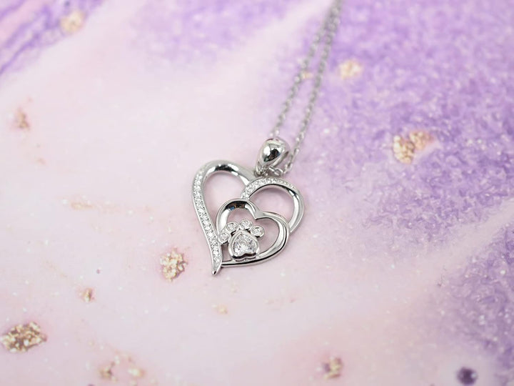 Tass & Hjärta Halsband i sterlingsilver med zirkonia