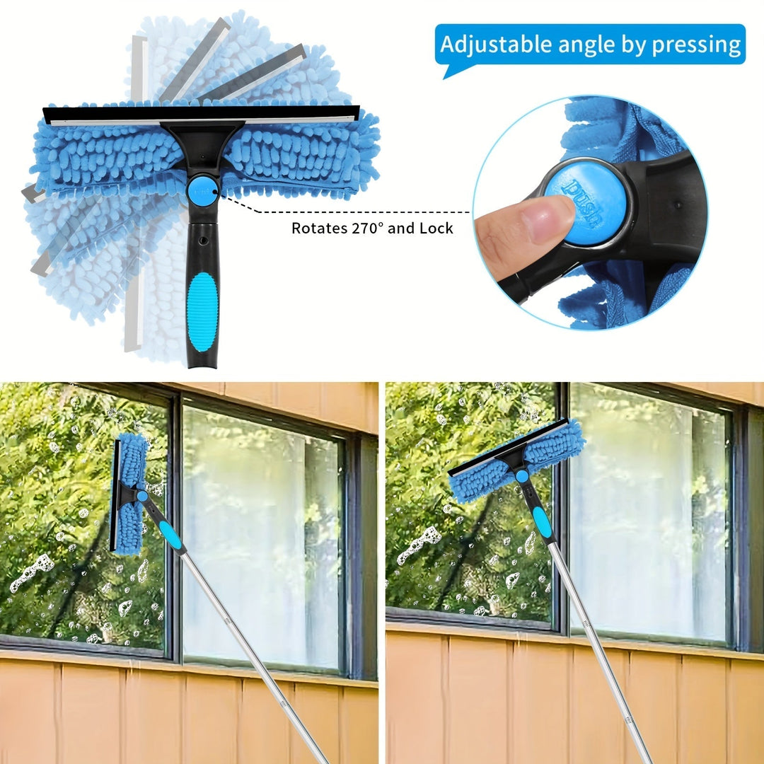 Crystal Clear fönstertvätt – Professionellt 2-i-1-system för fönster och glas med teleskopskaft