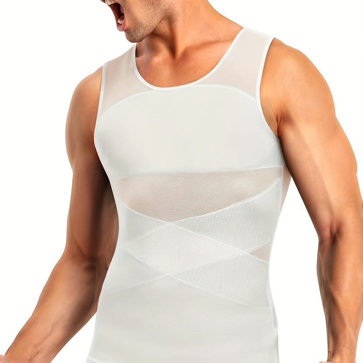 Shapewear-linne för herr med magkontroll, ärmlöst undertröja
