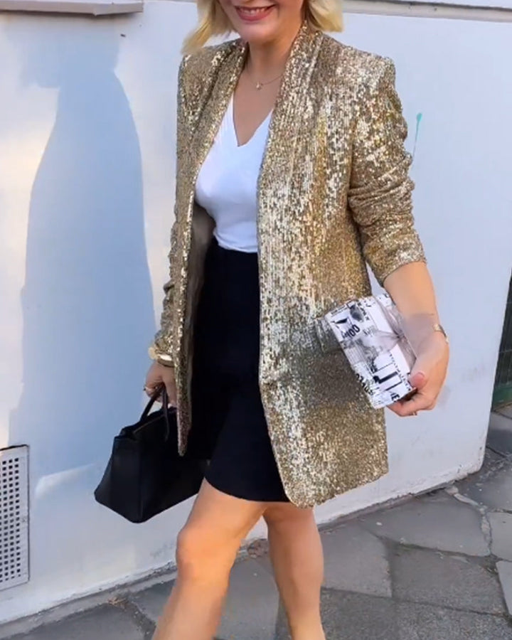 Guldfärgad glitterjacka med paljetter - Rosamund