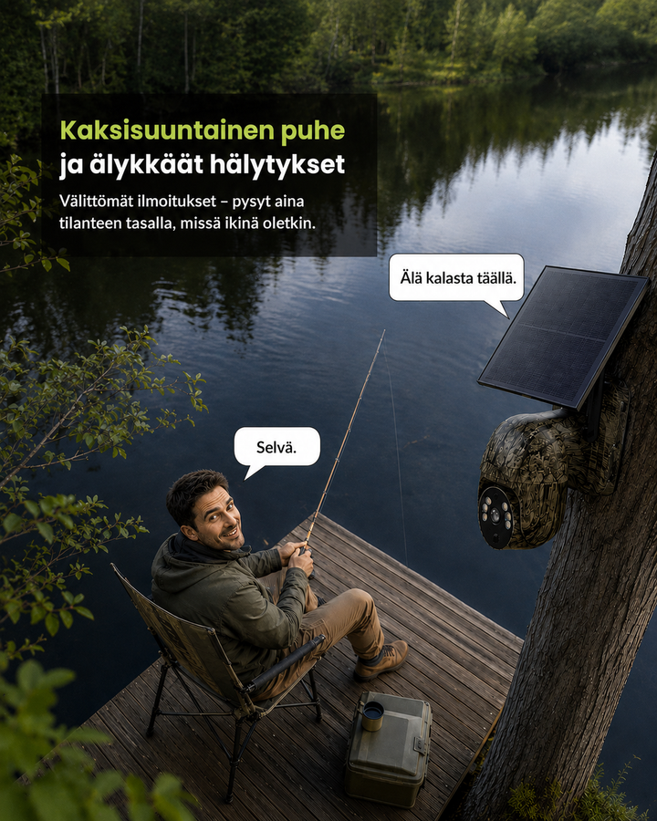 Soldriven trådlös övervakningskamera med 4G LTE eller wifi, 2K, PTZ, mörkerseende