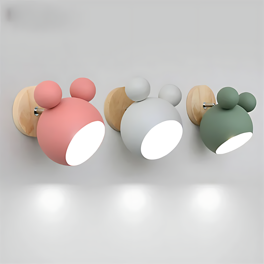 LumiMickey nordisk vägglampa | Söt LED-vägglampa i musform för ett mysigt barnrum och lekrum.