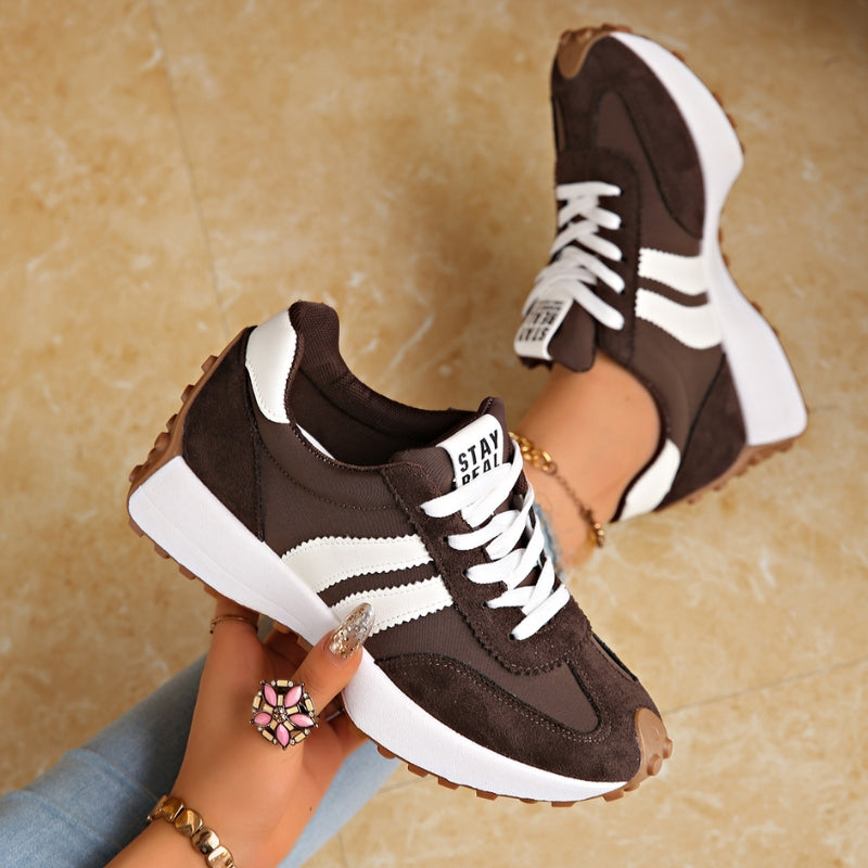 Retro plattformssneakers i mocka för dam, för streetstyle
