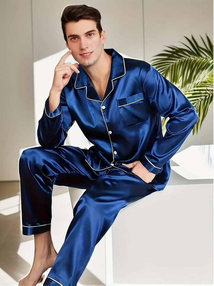 Mjuk satinpyjamas för herr - Adrian