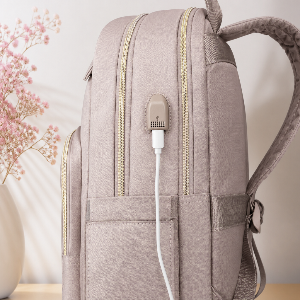 Stilren tech-ryggsäck för dam – USB & 15.6" – Carriro