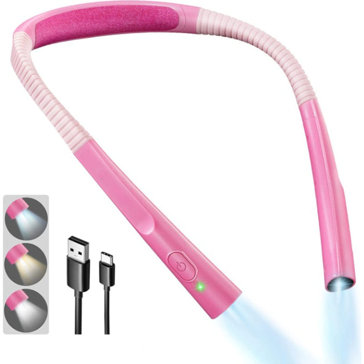 LED-läslampa för nacken, läslampa för sängen, 3 färger, 6 ljusstyrkenivåer, böjlig arm, uppladdningsbar, hållbar, perfekt för läsning, stickning, camping, reparationer