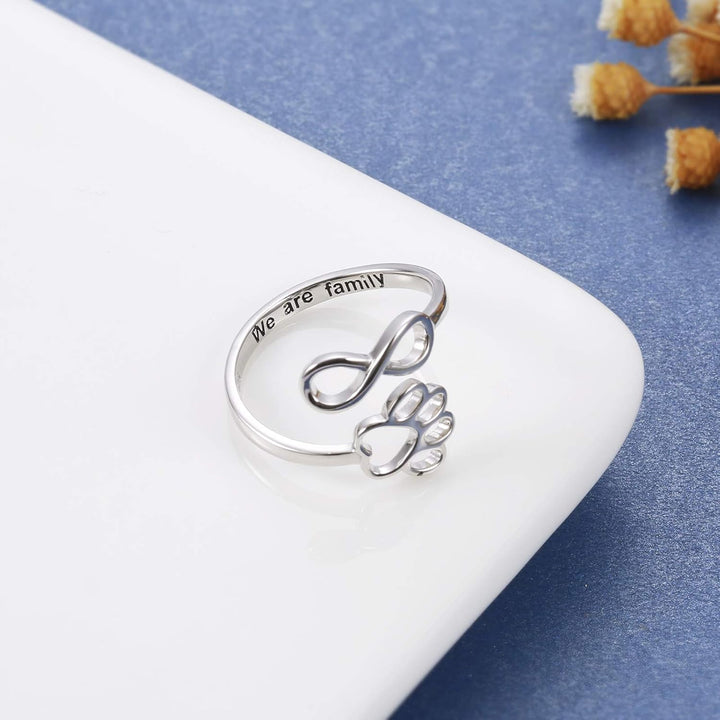 Handgjord Tass & Hjärta Ring – Justerbar sterlingsilver