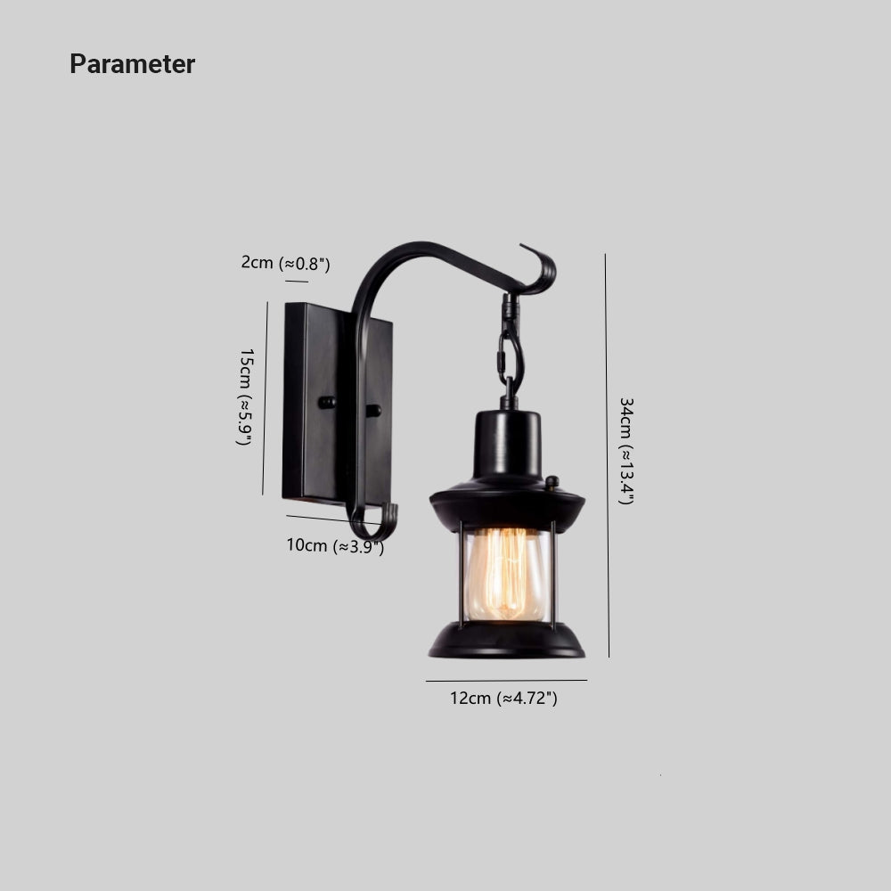 Silva industriell retro vägglampa svart/brons inomhus metall/glas