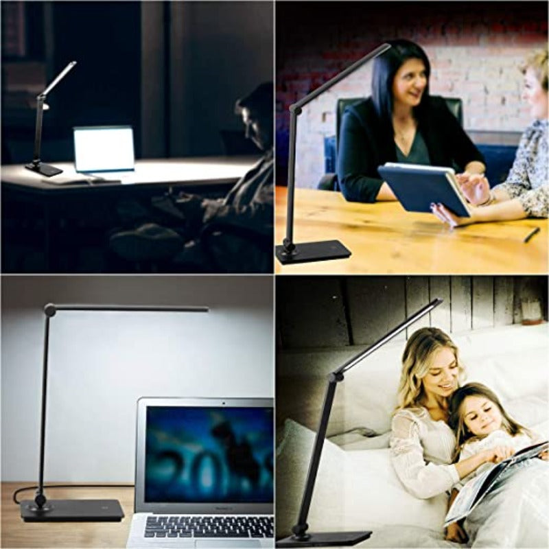 LED-skrivbordslampa, skrivbordslampa med touchkontroll och 3 ljusstyrkenivåer, dimbar kontorslampa med justerbar arm, hopfällbar bordslampa för skrivbord, sovrum, nattduksbord, kontor