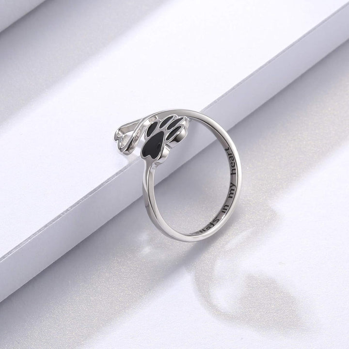 Handgjord Tass & Hjärta Ring – Justerbar sterlingsilver
