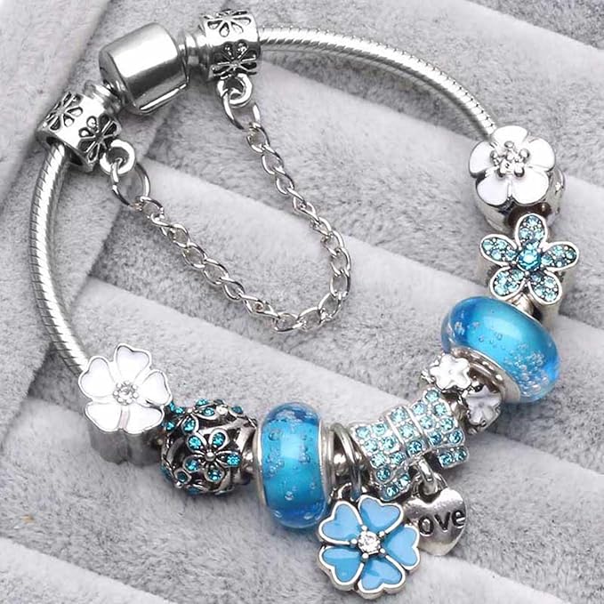 Armband i äkta silver 925 med blomformad berlock | Elegant smyckespresent för kvinnor