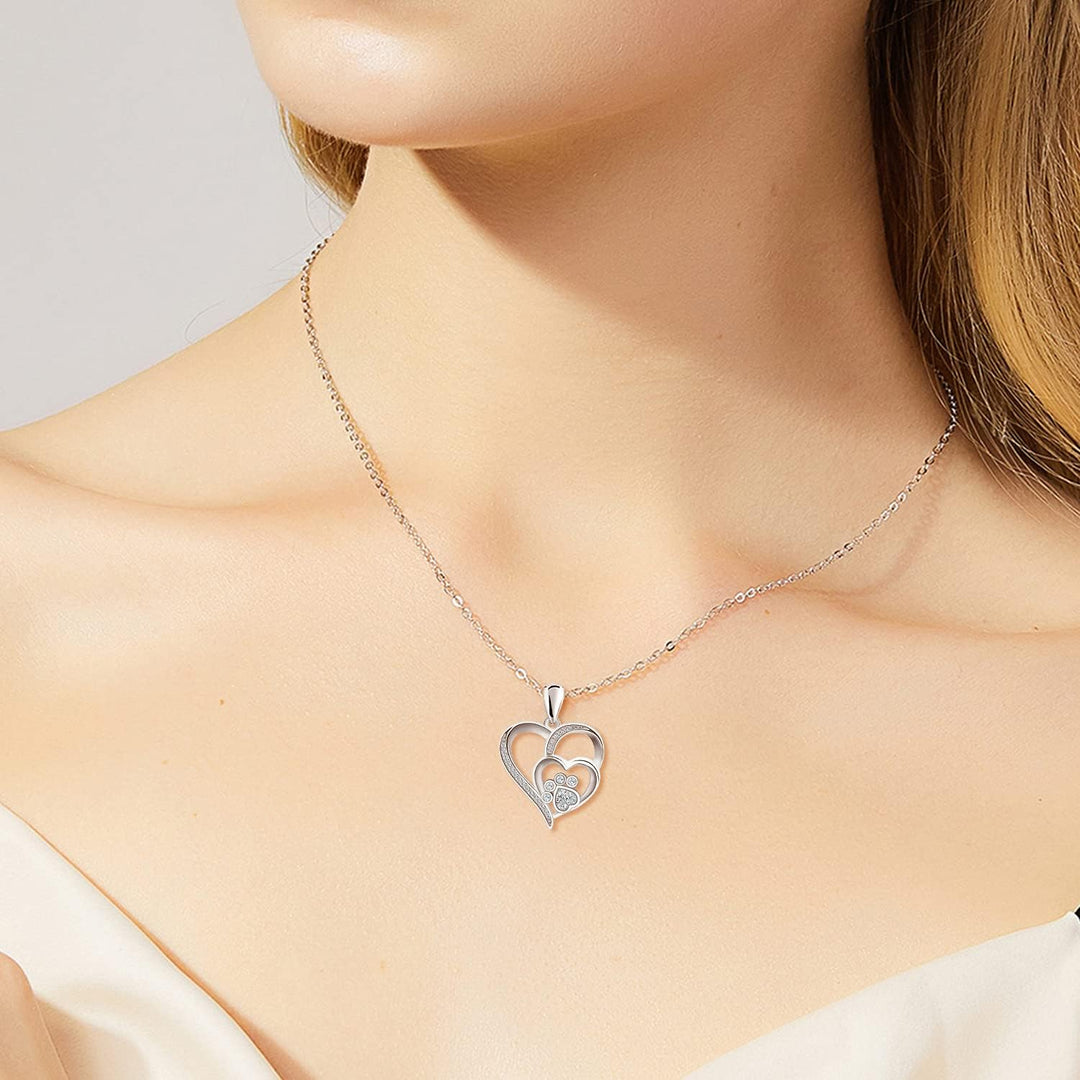 Tass & Hjärta Halsband i sterlingsilver med zirkonia