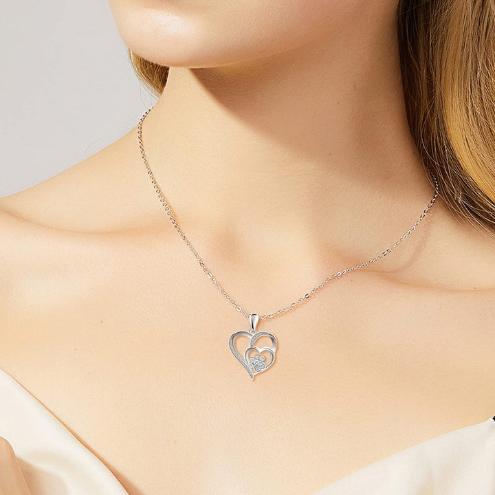 Tass & Hjärta Halsband i sterlingsilver med zirkonia