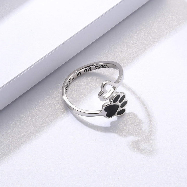 Handgjord Tass & Hjärta Ring – Justerbar sterlingsilver