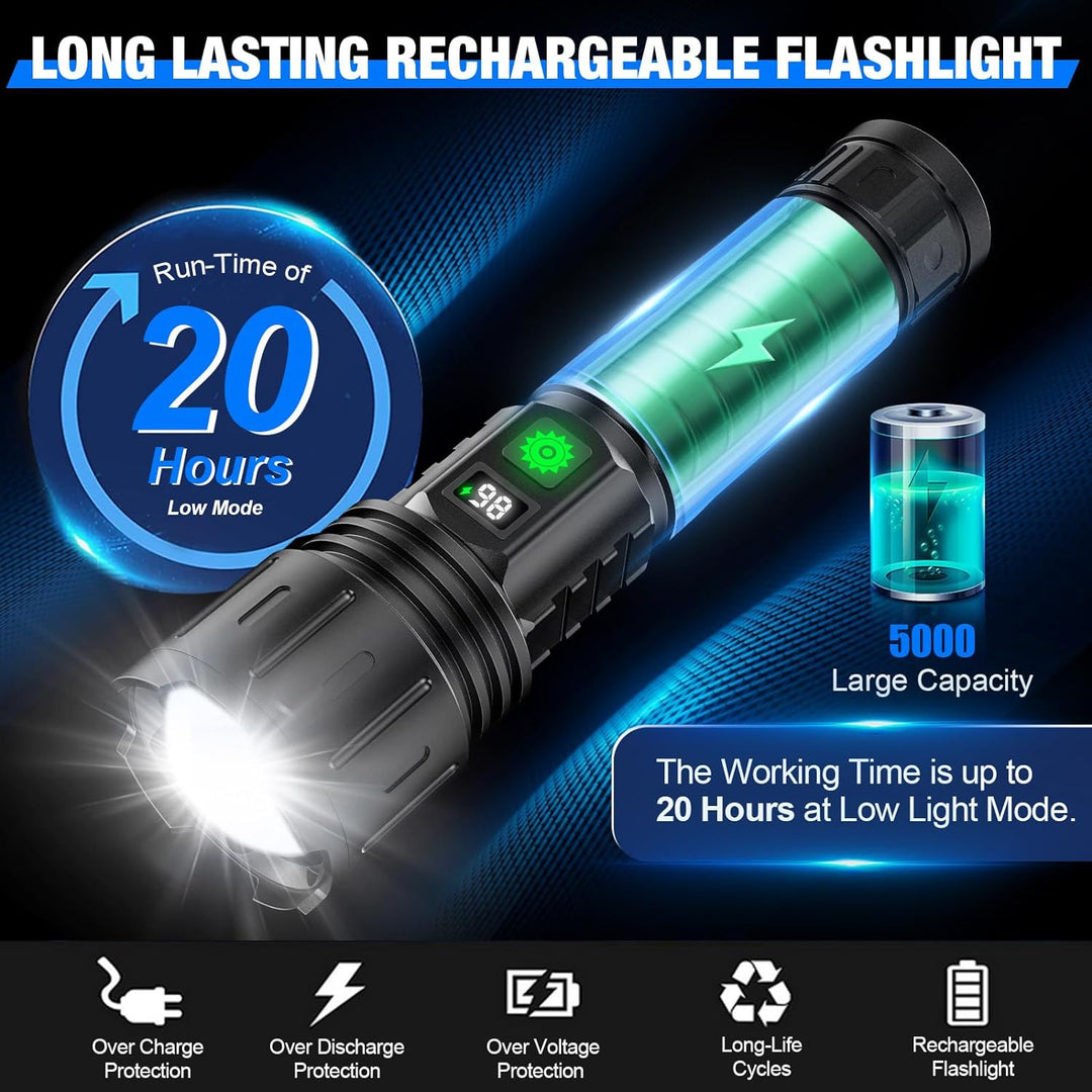 Kraftfull LED-ficklampa – upp till 100 000 lumen