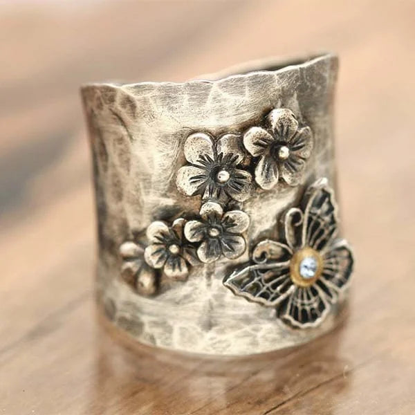 Bi Blomma Fjäril Bred Ring