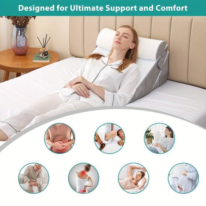 RelaxPlus justerbar ortopedisk kilkudde – premium minnesskumsystem 7-i-1