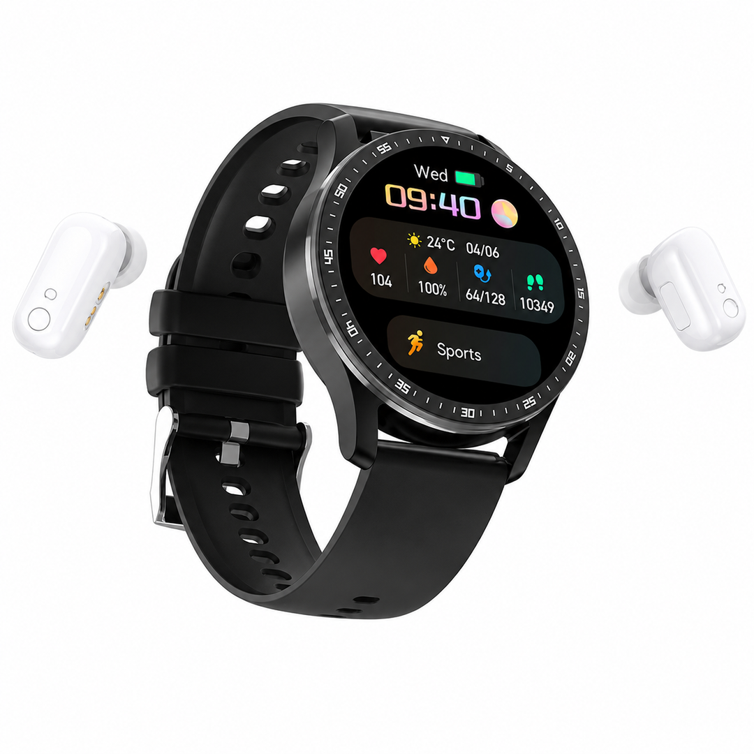 PrestigeTrack EchoWrist | Smartklocka med Bluetooth-hörlurar för fitness- och hälsoövervakning