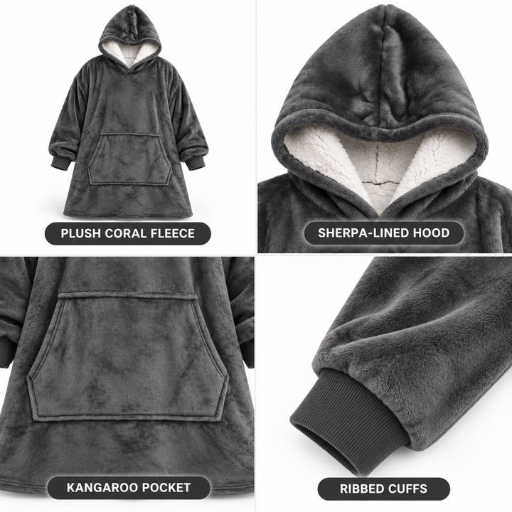 Ultramjuk oversize-hoodiefilt i sherpa (med ficka)