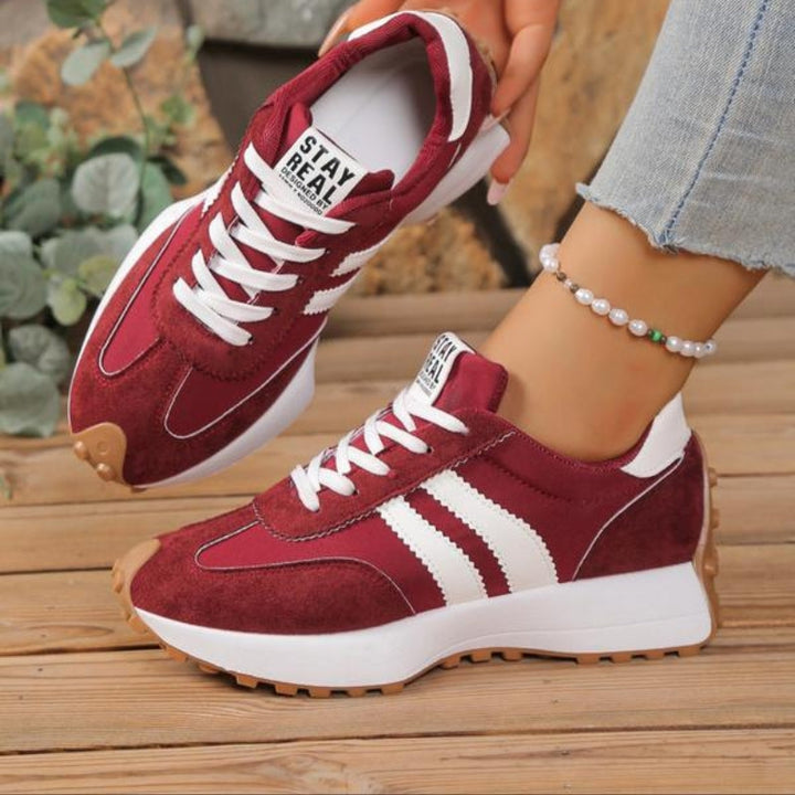 Retro plattformssneakers i mocka för dam, för streetstyle