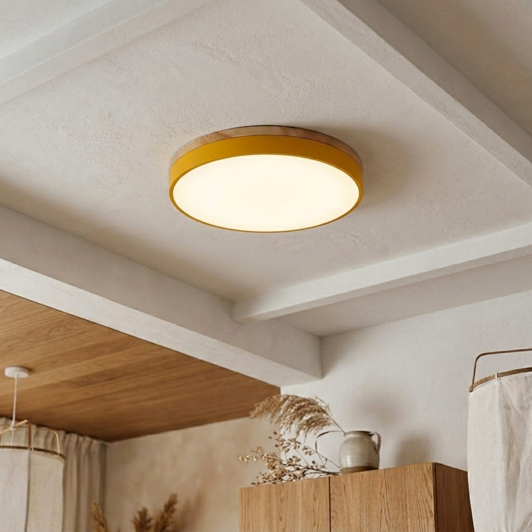 Rund skivtaklampa – platt, planmonterad lampa