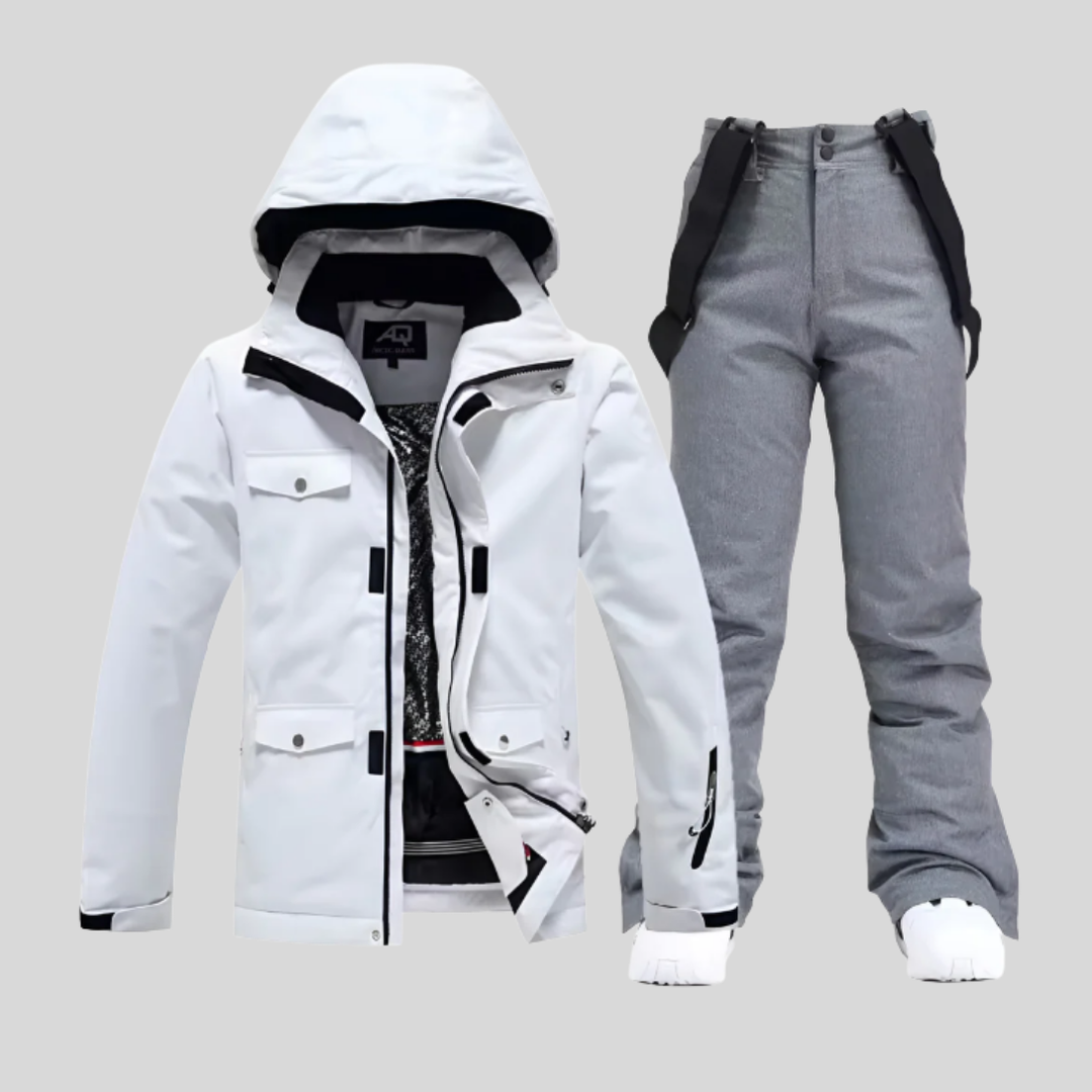 Skidjacka och byxset för kvinnor, funktionell vinteroutfit