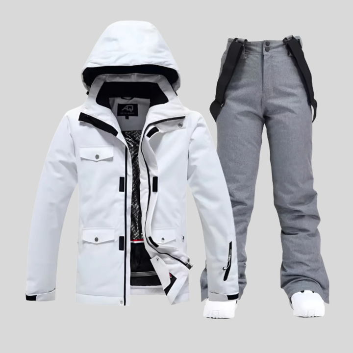 Skidjacka och byxset för kvinnor, funktionell vinteroutfit