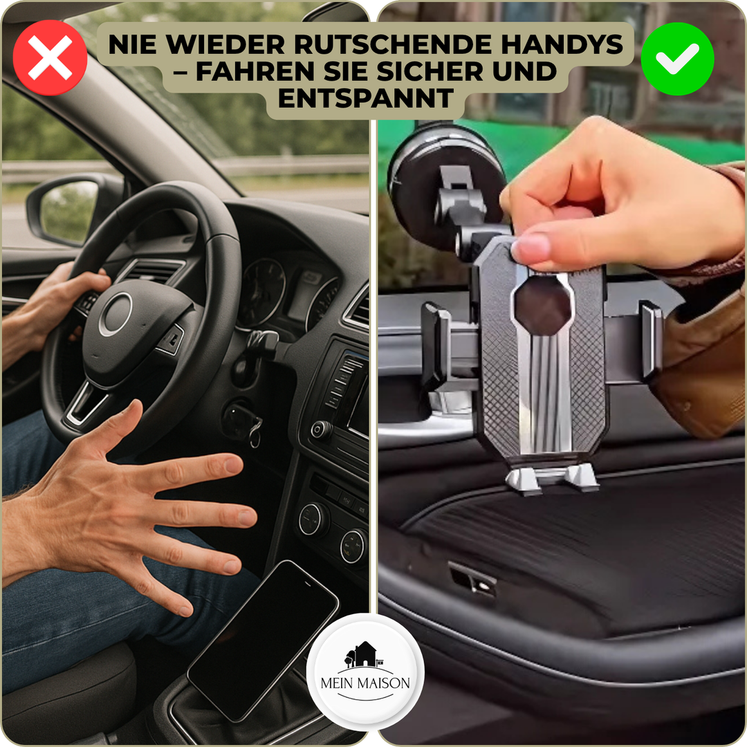 GripTech Bilhållare för mobil | Stark sugkoppsgrepp | 360° rotation | Enhandsanvändning