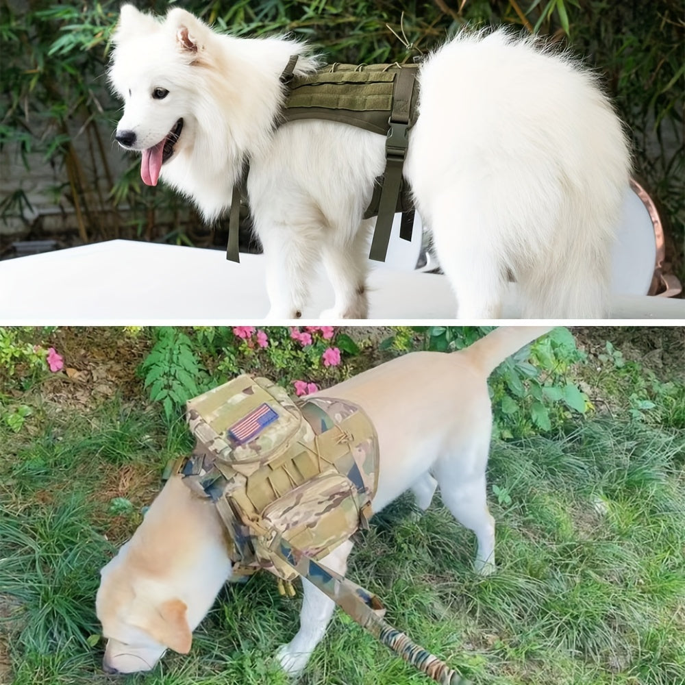 Taktisk hundsele med fickor – hållbar nylonsele för träning och äventyr