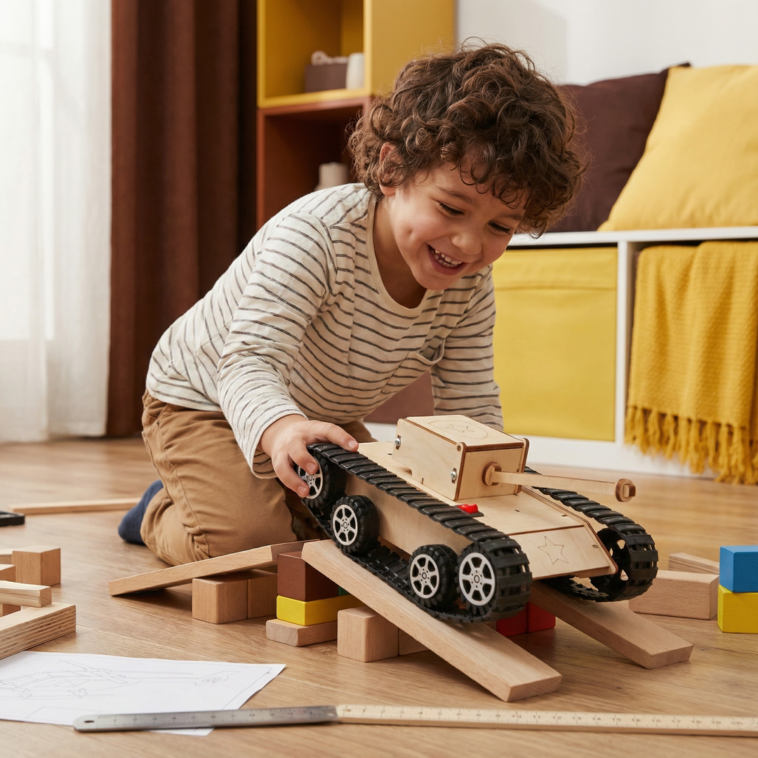Byggsats i trä inom STEM för barn från 8 år, välj mellan 8 modeller
