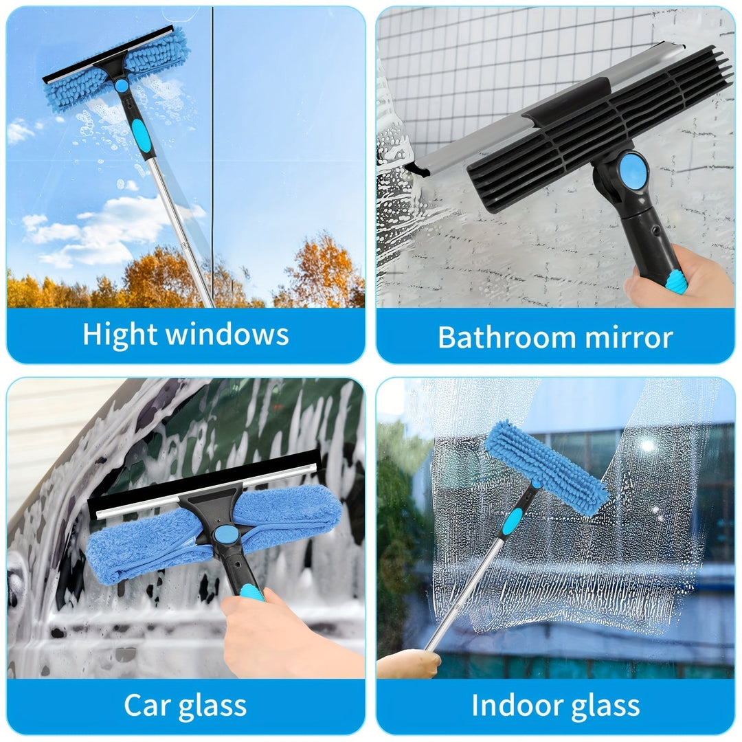 Crystal Clear fönstertvätt – Professionellt 2-i-1-system för fönster och glas med teleskopskaft