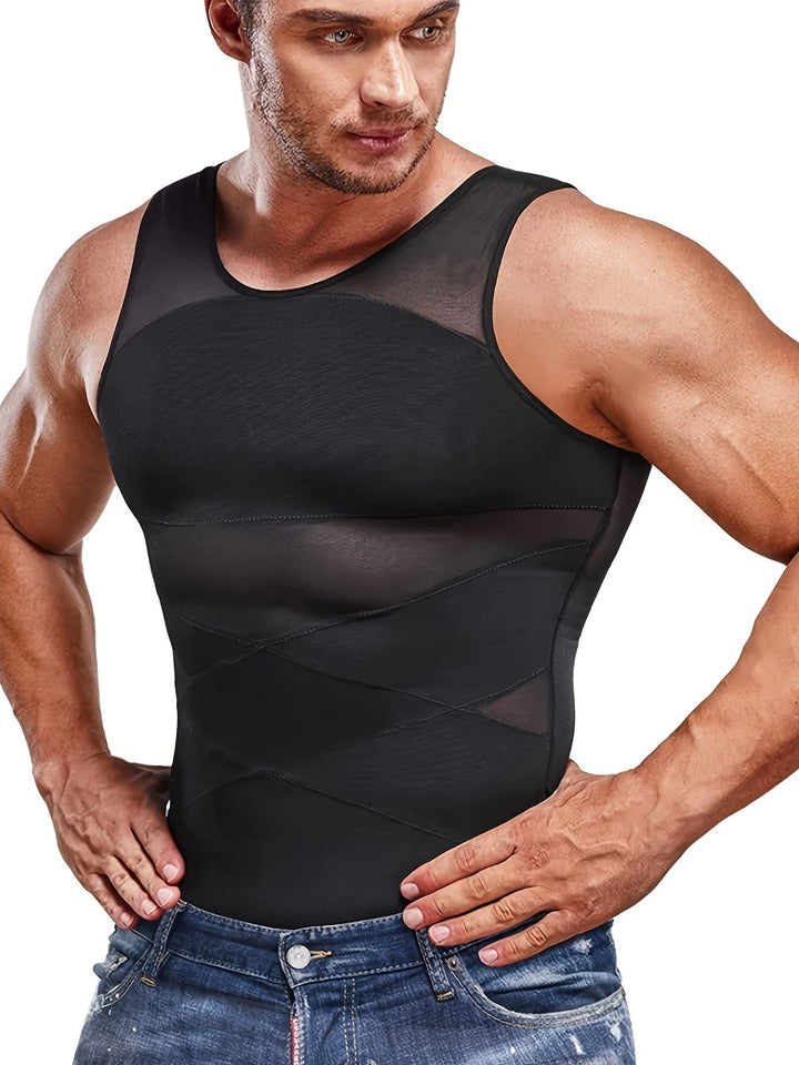 Shapewear-linne för herr med magkontroll, ärmlöst undertröja