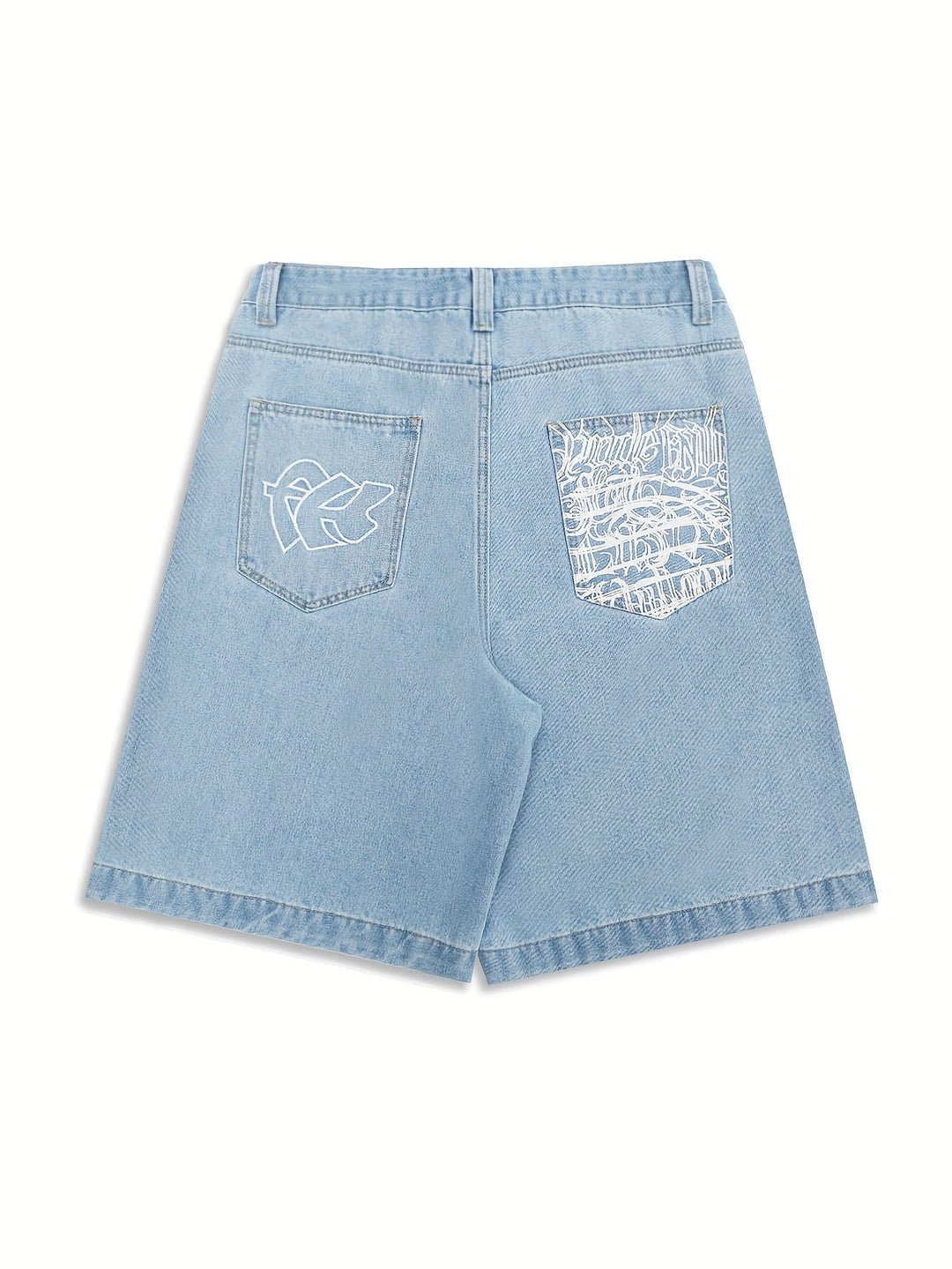 Vardagsbermudas i denim med elegant blomsterbroderi