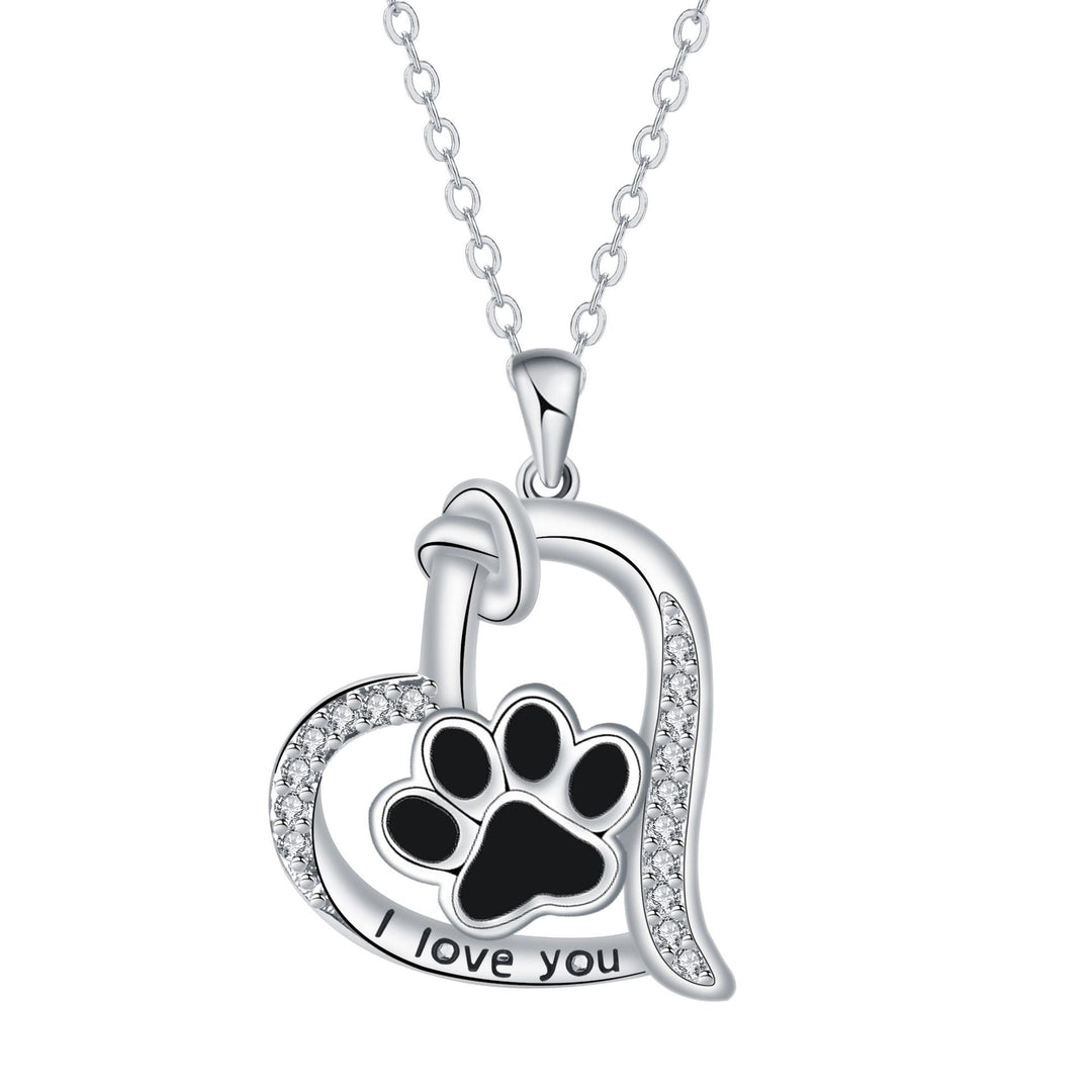 Hjärtformat Hundtassavtryck Halsband med zirkonia