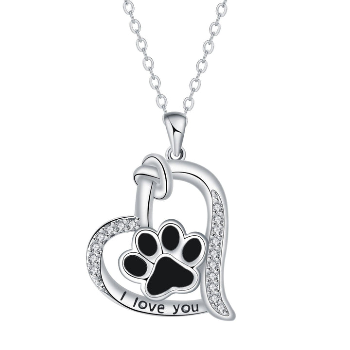 Hjärtformat Hundtassavtryck Halsband med zirkonia