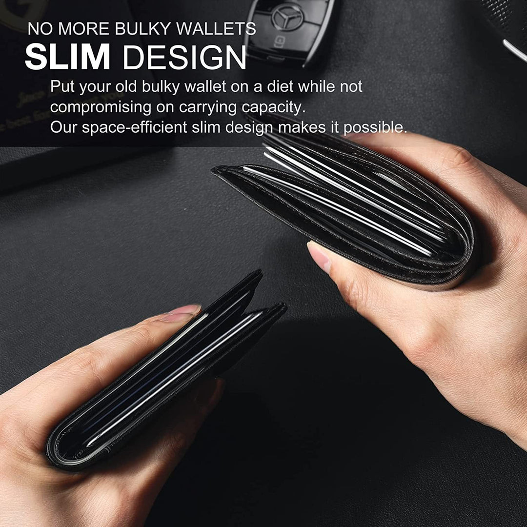 Slim RFID-plånbok för Herr | Korthållare i Läder | Svart
