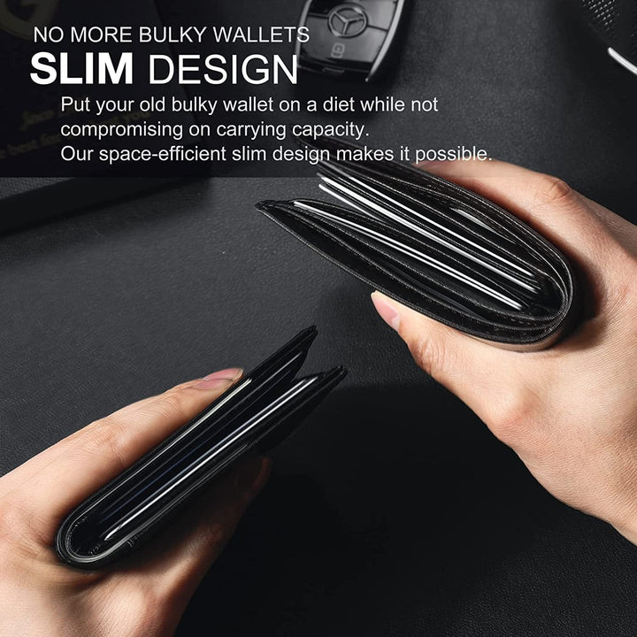 Slim RFID-plånbok för Herr | Korthållare i Läder | Svart