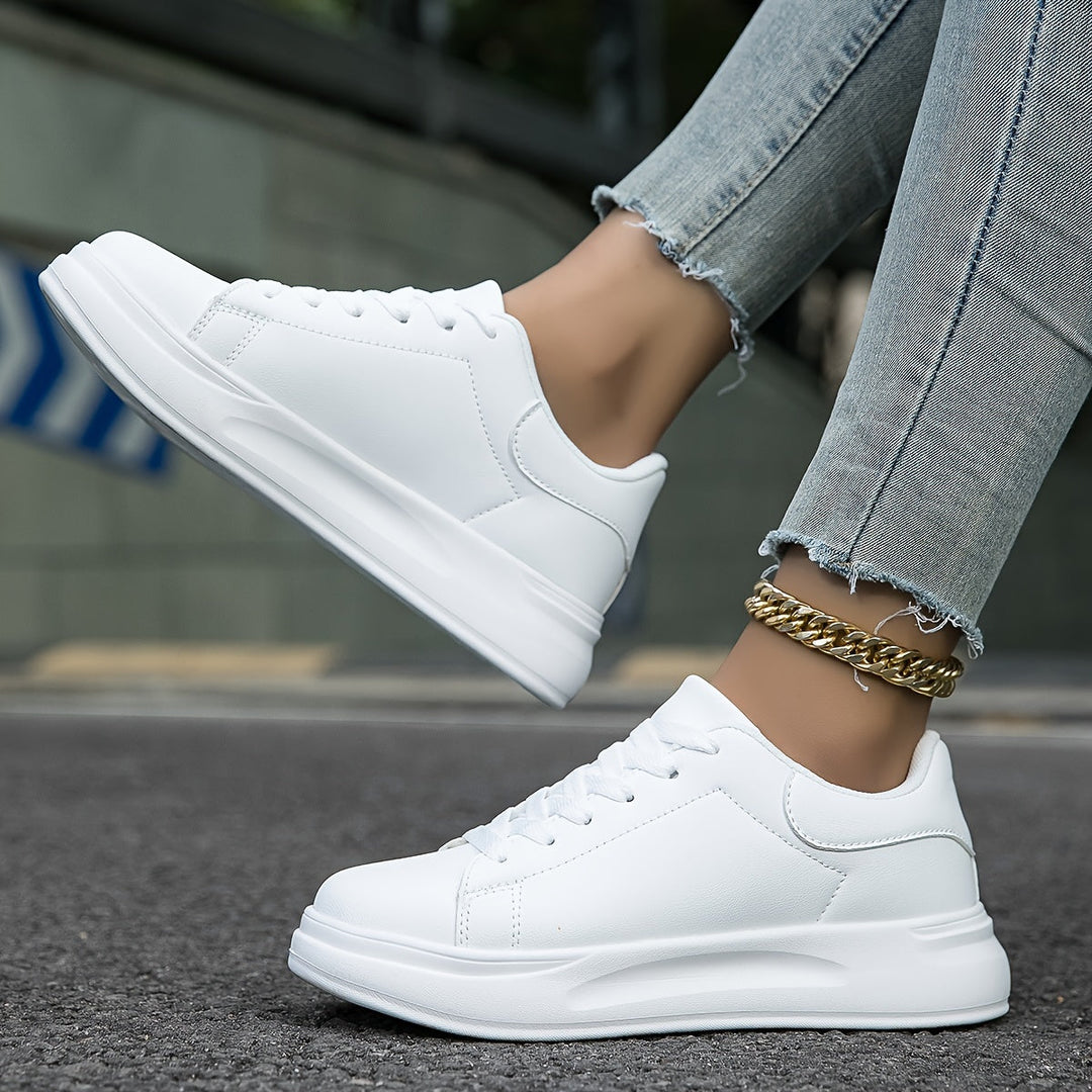 Ortopædiske hvide sneakers i syntetisk stof til kvinder
