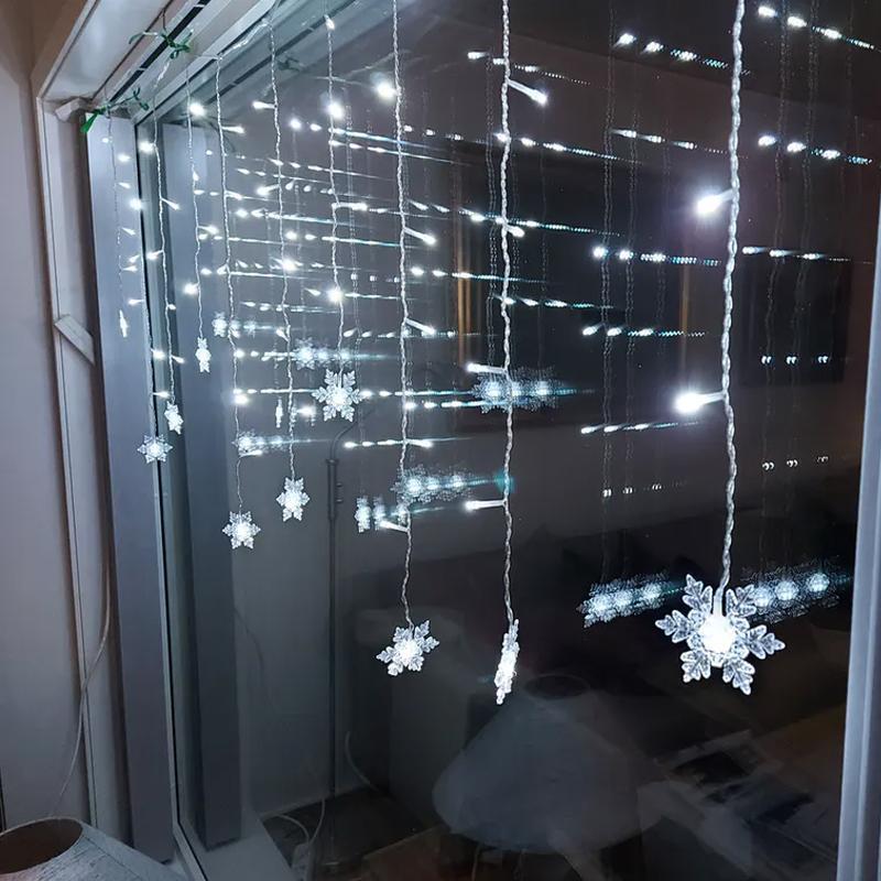 LED-ljusslinga med snöflingor | Inomhus och utomhus