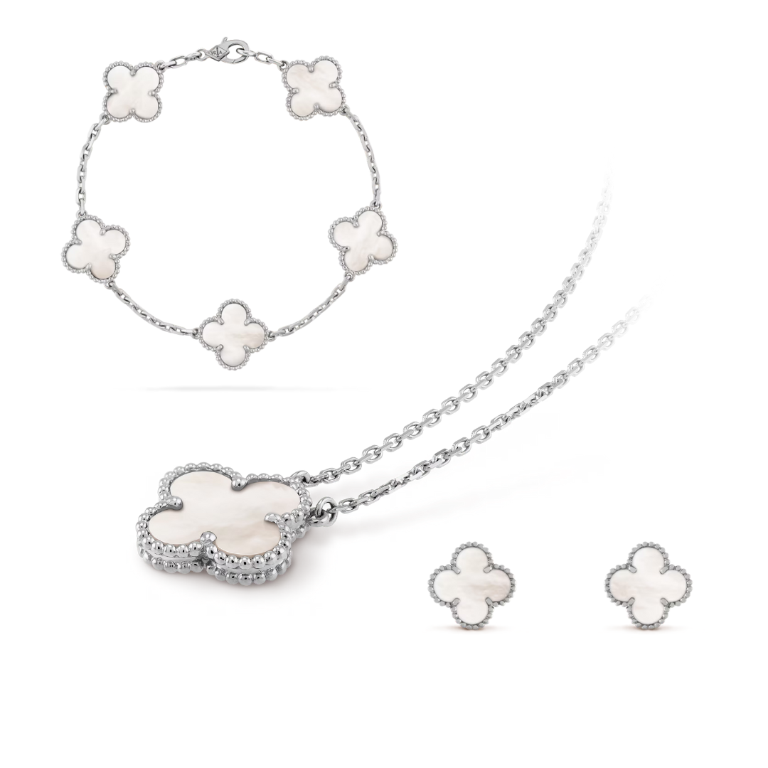 Celeste Clover smyckeset | Halsband, armband och örhängen i hypoallergent rostfritt stål