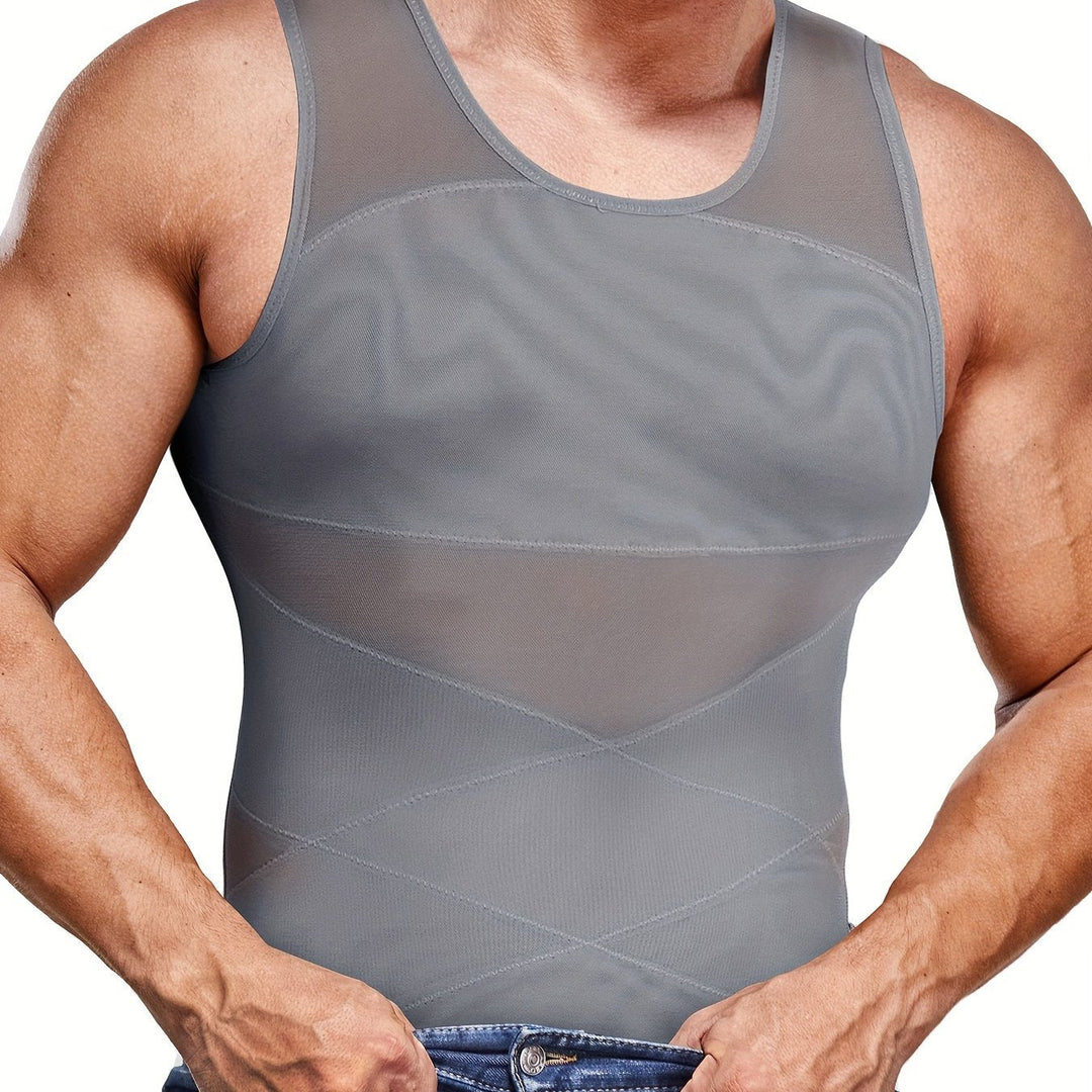 Shapewear-linne för herr med magkontroll, ärmlöst undertröja