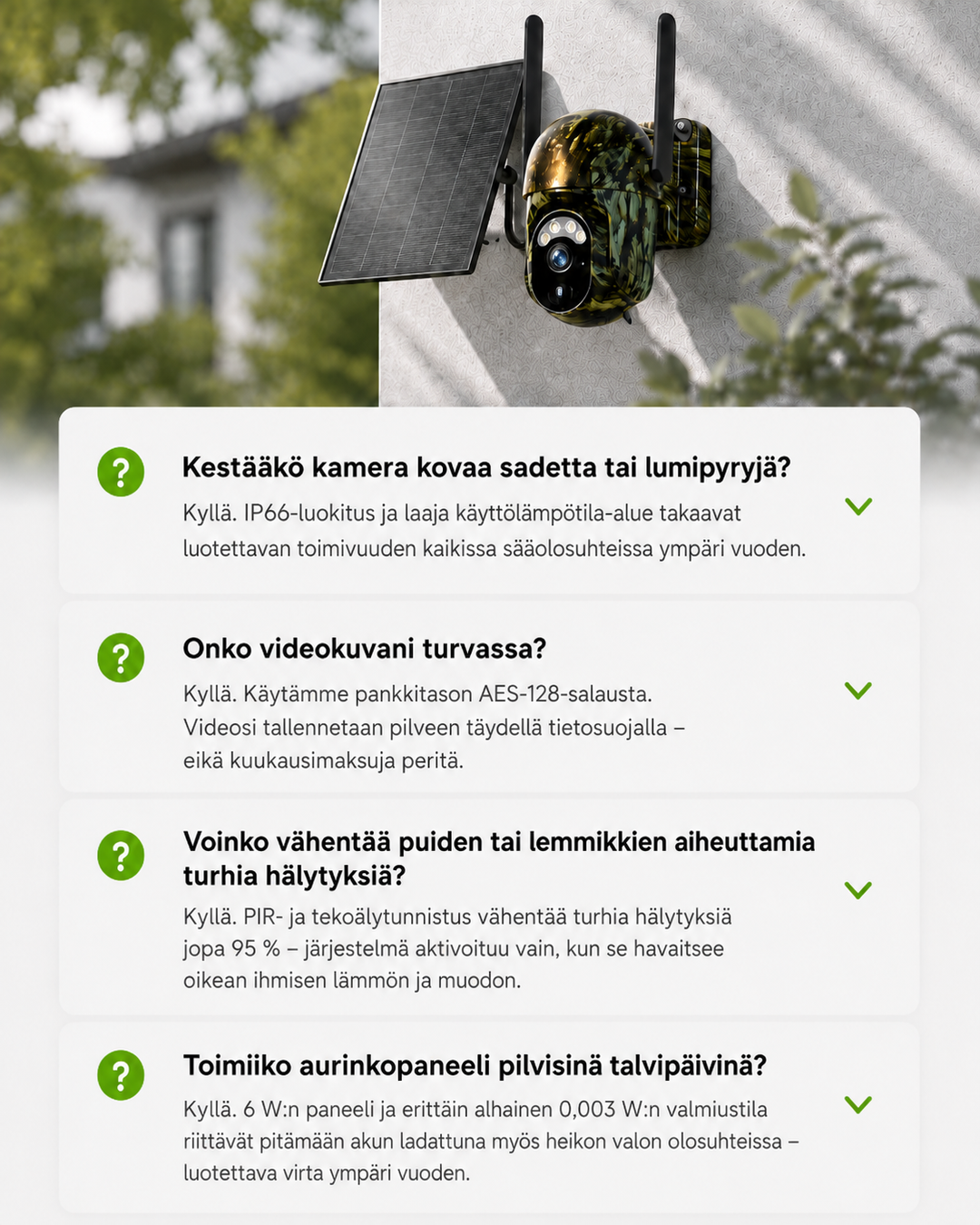 Soldriven trådlös övervakningskamera med 4G LTE eller wifi, 2K, PTZ, mörkerseende