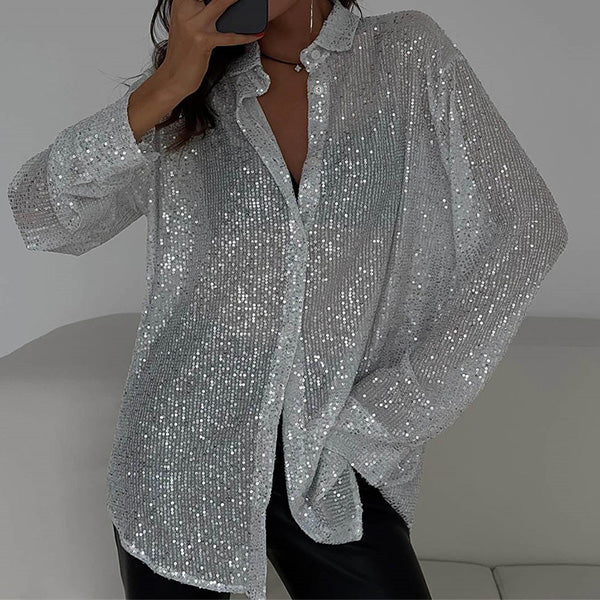Ledig blus med glittrande paljetter – Celeste