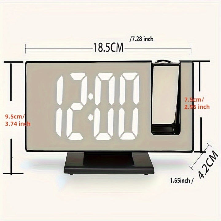 Digital projektionsväckarklocka med stor LED-display och multifunktionell alarmfunktion